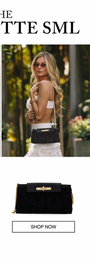 Charlotte sml in Midsummer night brushed gold. CTA: Shop Now.