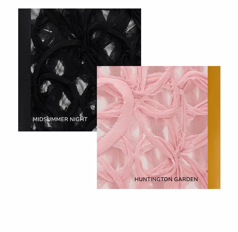 fabric detail image of midsummer night and Huntington garden. 
