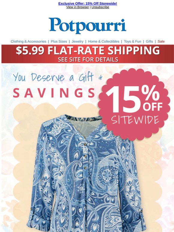 Style Steals: 15% Off Storewide