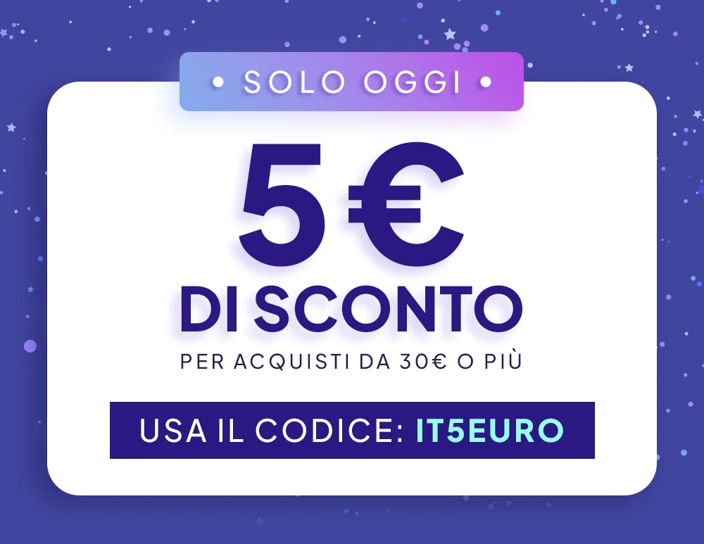 Solo oggi 5€ di sconto per acquisti da 30€ o piú Usa Il codice IT5EURO
