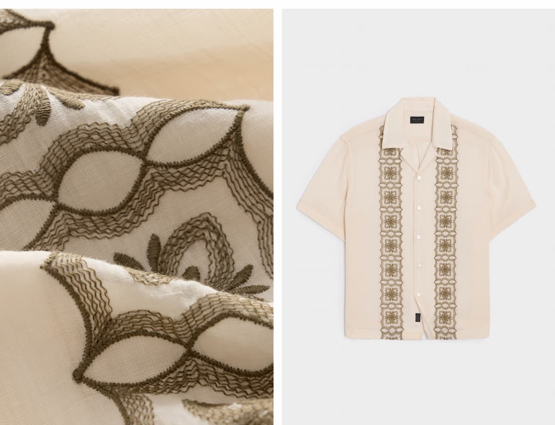 Embroidered Voile Capri Shirt