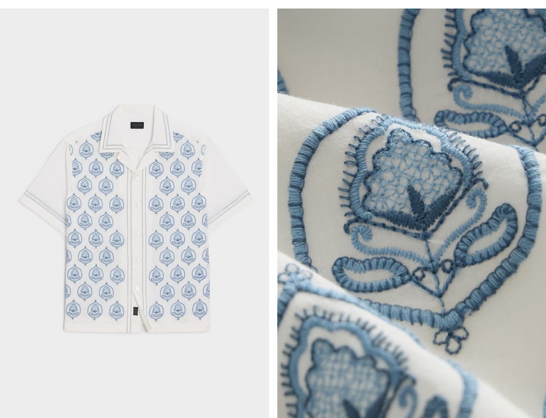Embroidered Voile Capri Shirt