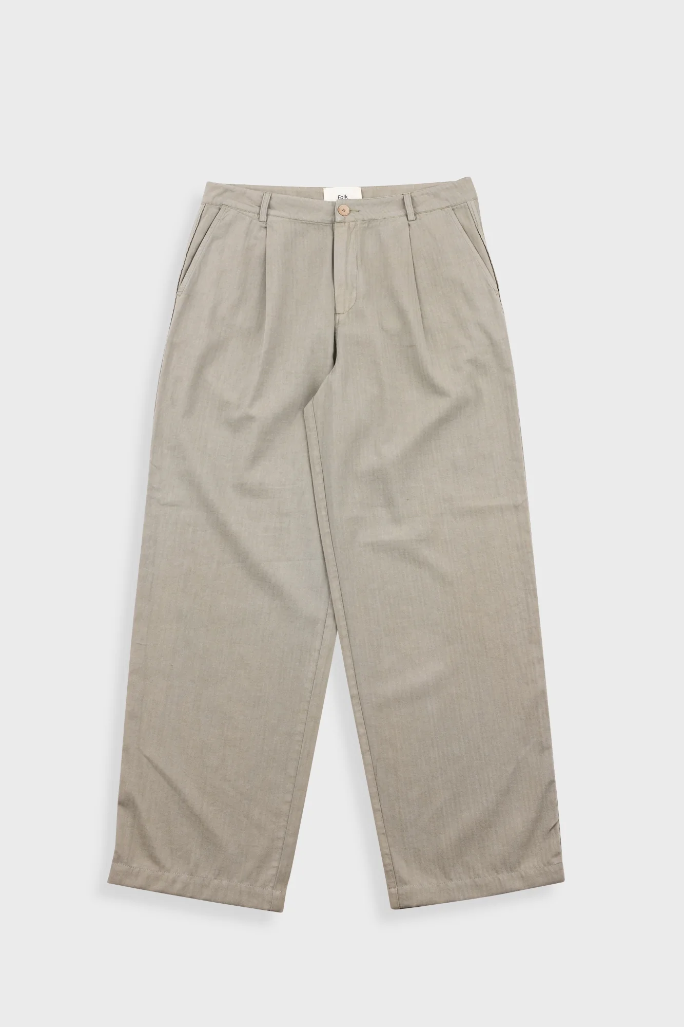 Image of Wide Fit Trouser - Silver Sage Herringbone