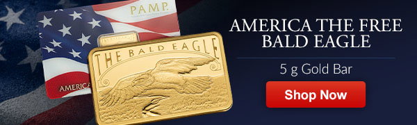 5 g Gold bar - America The Free Bald Eagle