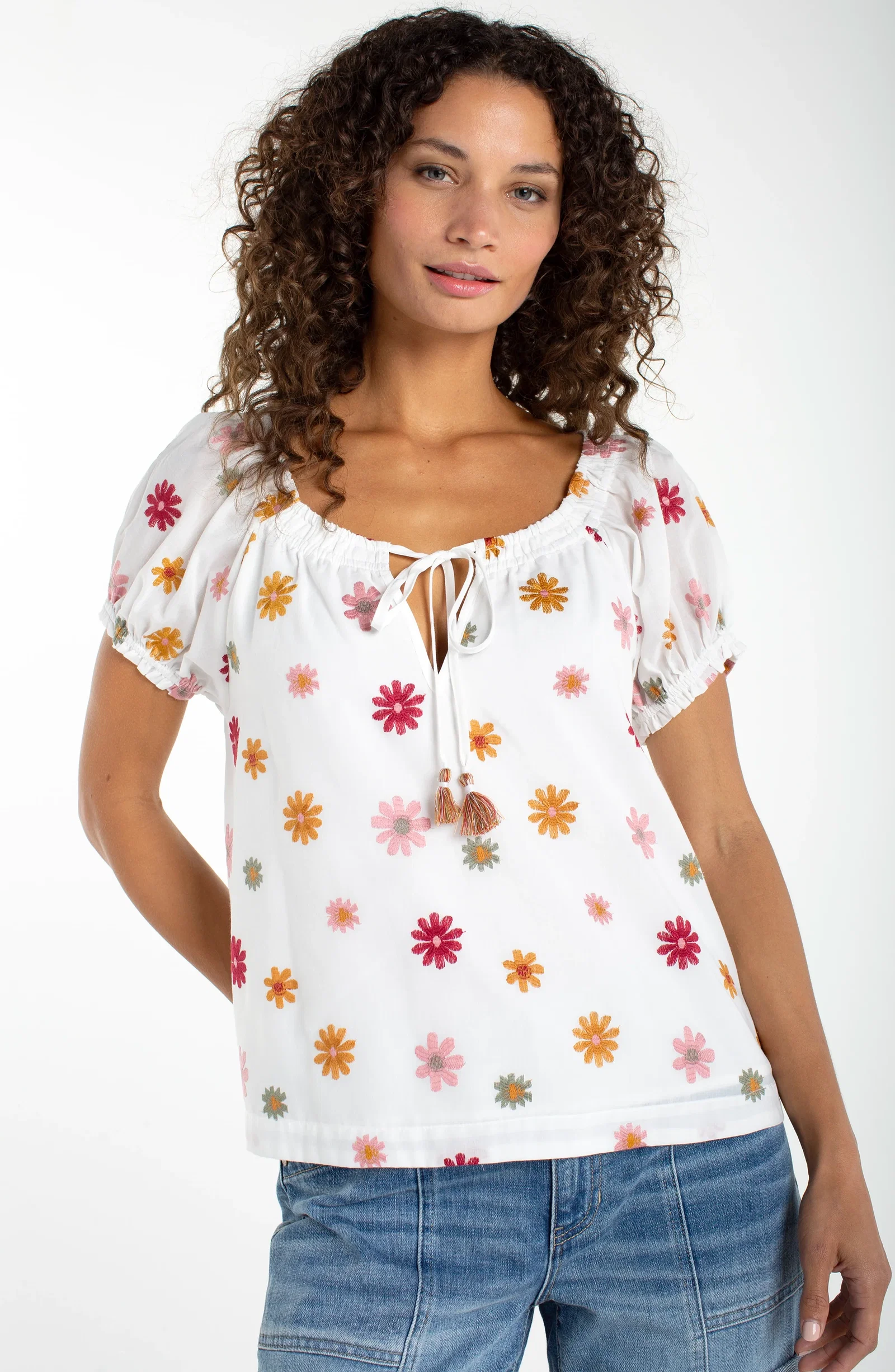 Image of WOVEN TOP WITH FRONT TIE