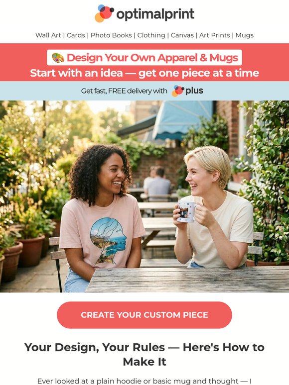 🎨 Design your own apparel & mugs