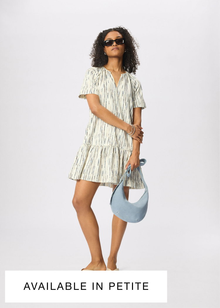 Ivory Abstract Stripe Short Dress