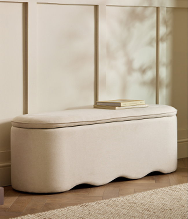 Habitat Onda Large Fabric Ottoman - Natural