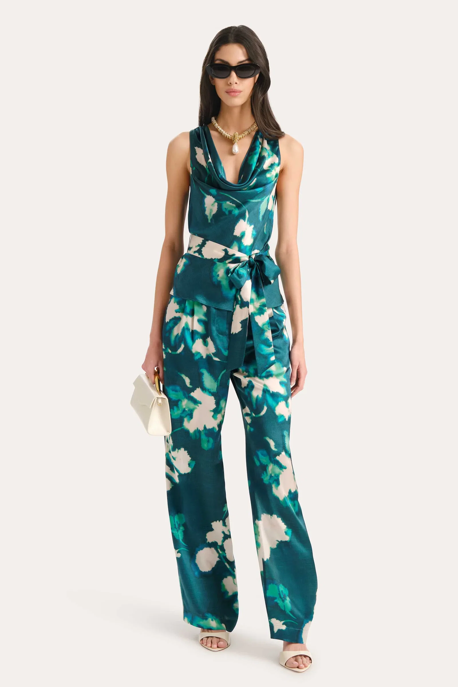 Image of Delilah Floral Silk Halterneck Top