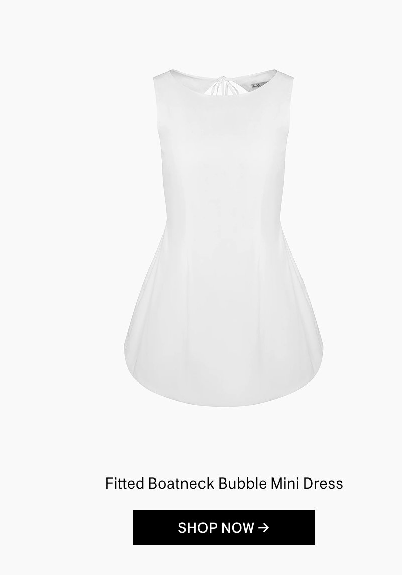 Onia Spring 2026 Fitted Boatneck Bubble Mini Dress