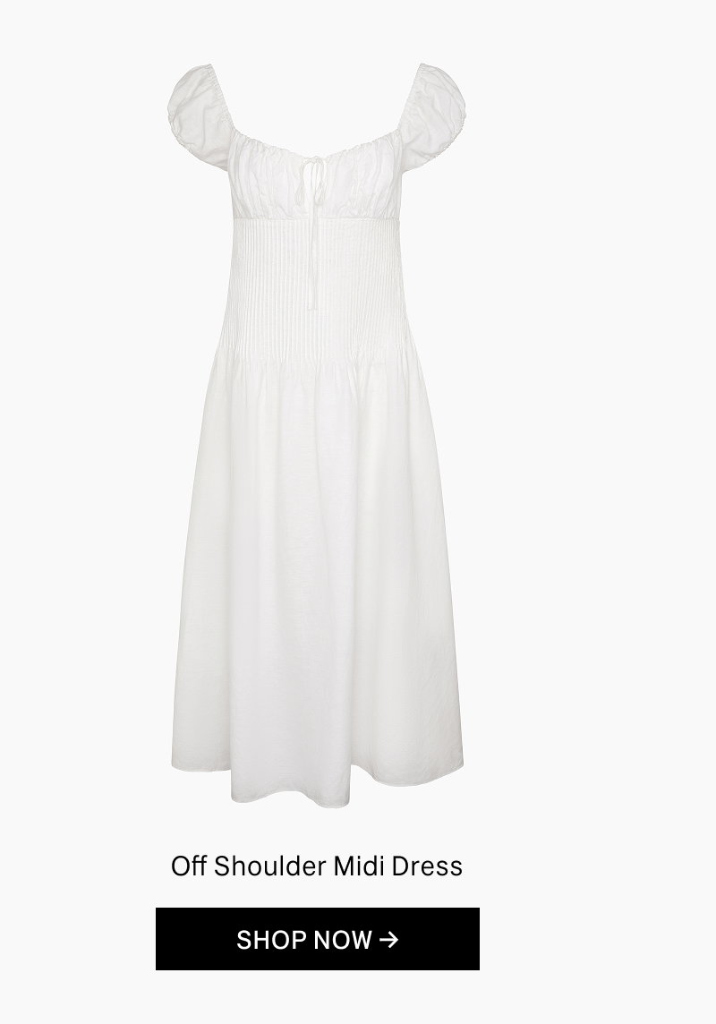Onia Spring 2026 Women's Off Shoulder Midi Dress