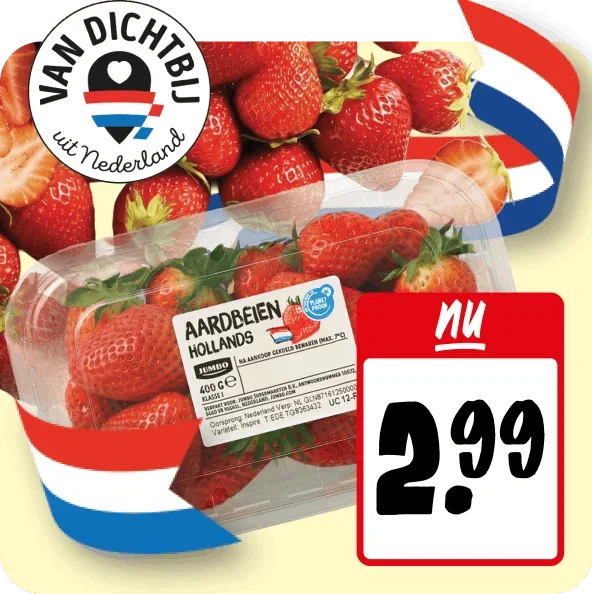 Nederlandse aardbeien nu €2,99