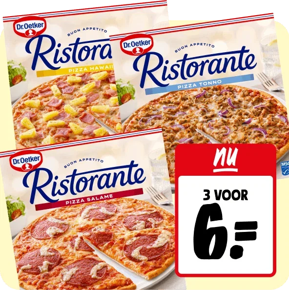 Alle Dr. Oetker Ristorante pizza’s 3 voor €6