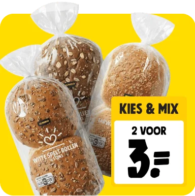 Verse bollen kies & mix 2 voor €3