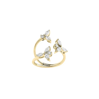 YEPREM 18K Yellow Gold Y-Conic Diamond Snowflake Stackable Ring