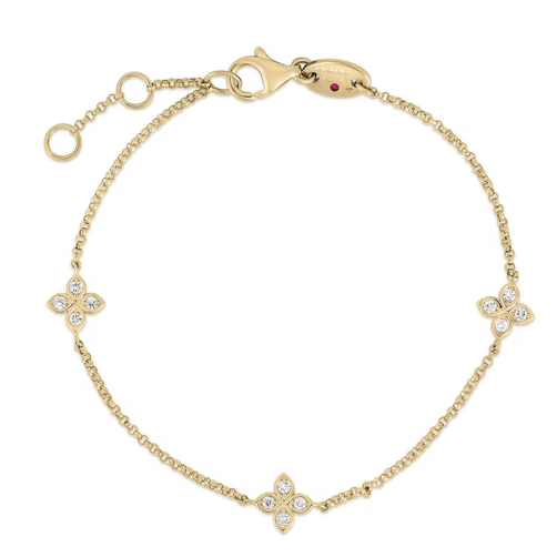Roberto Coin 18K Yellow Gold Love By The Inch 3 Station Diamond Bracelet