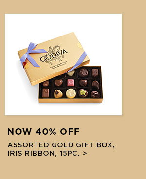 Assorted Chocolate Gold Gift Box, Iris Ribbon, 15pc.