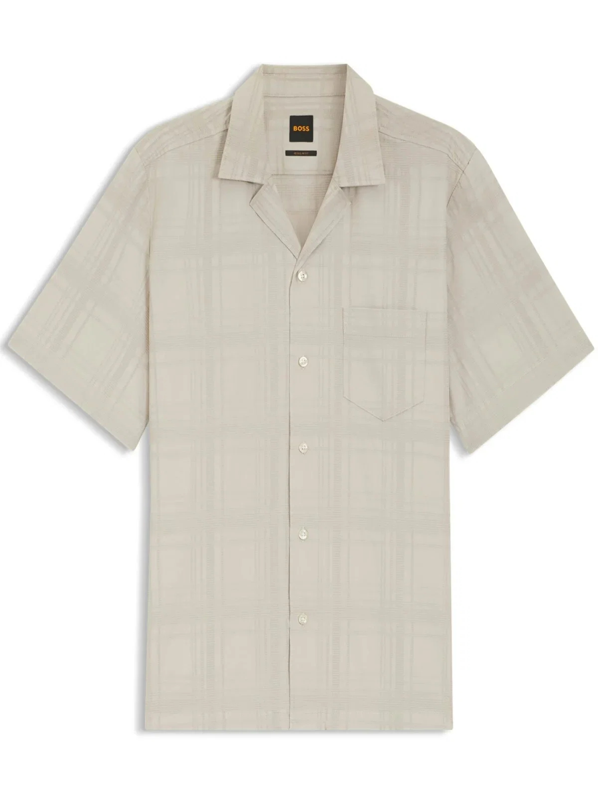 Lightweight short-sleeved cotton shirt with texture