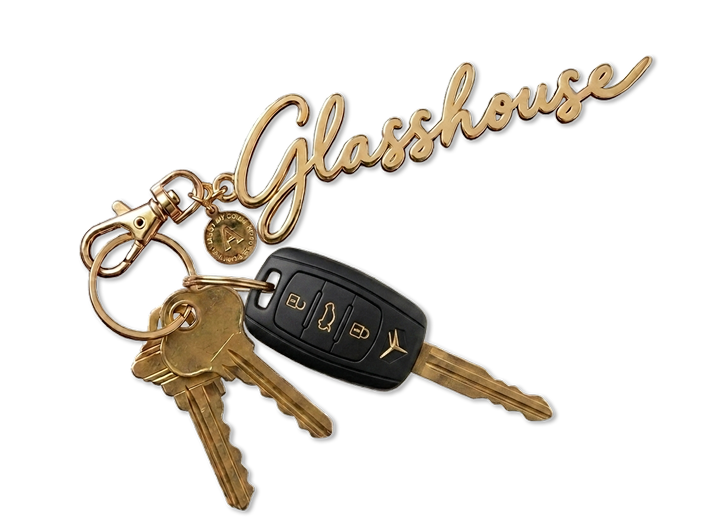GLASSHOUSE KEYRING WITH CAR KEYS