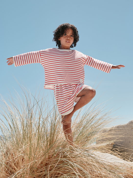 Organic Cotton Red Stripe Little Surfer Top and Shorts Set 0 to 4 years