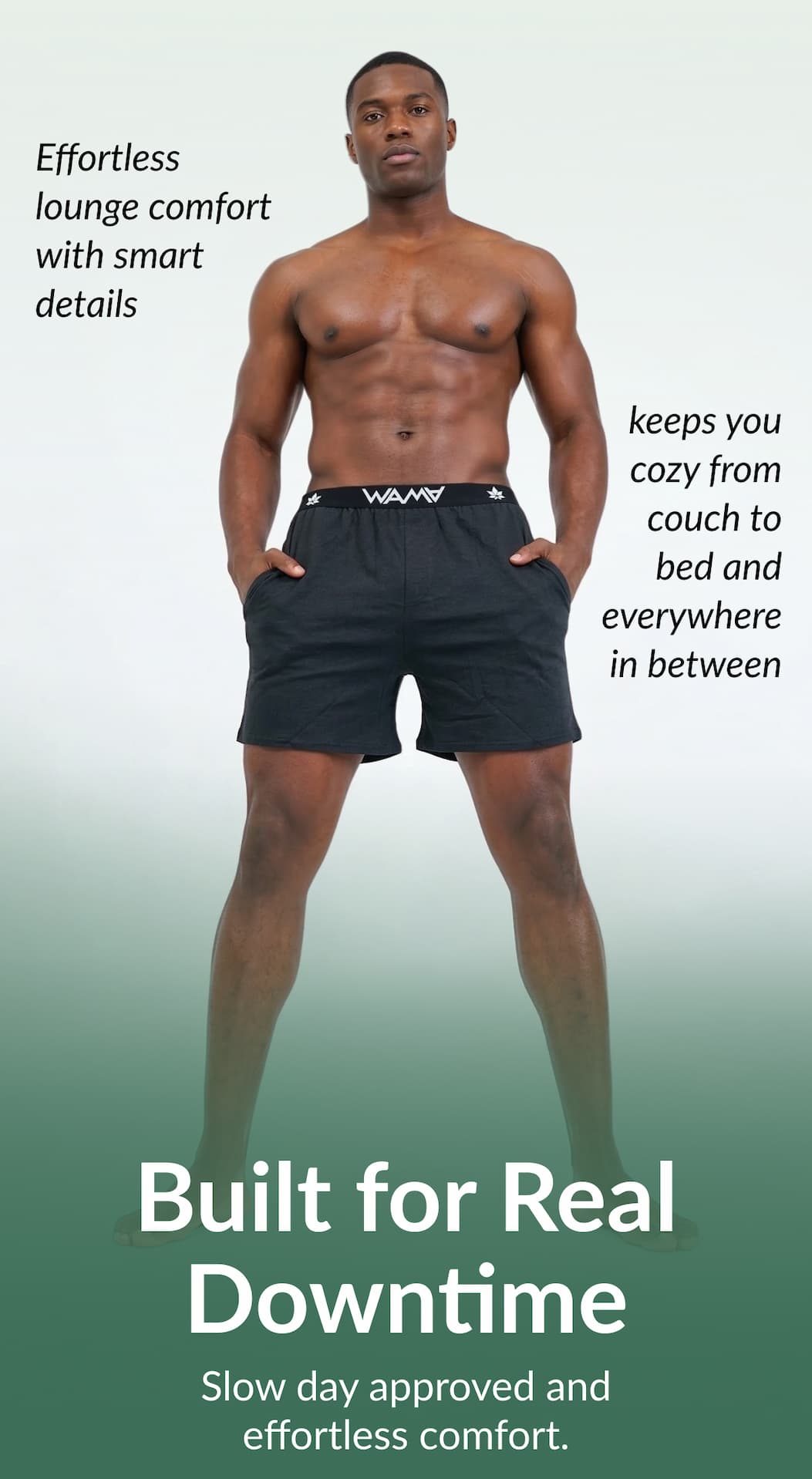 Model wearing pajama shorts