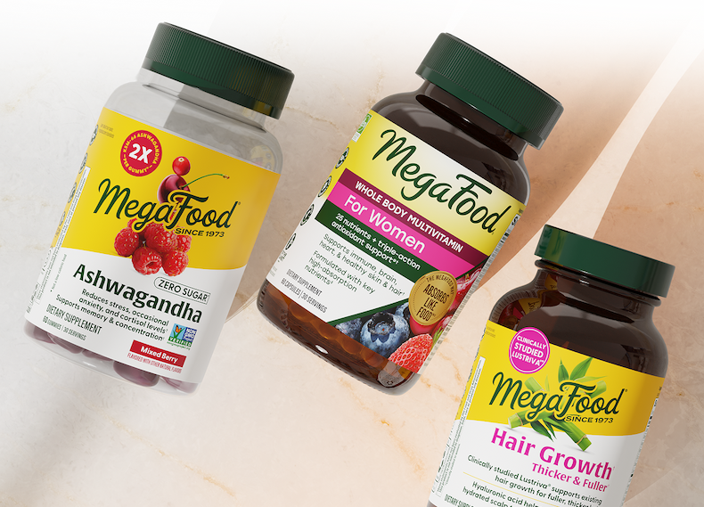 MegaFood Women's Favorites | Zero Sugar* Ashwagandha Gummies | Whole Body Multis For Women | Hair Growth Capsules