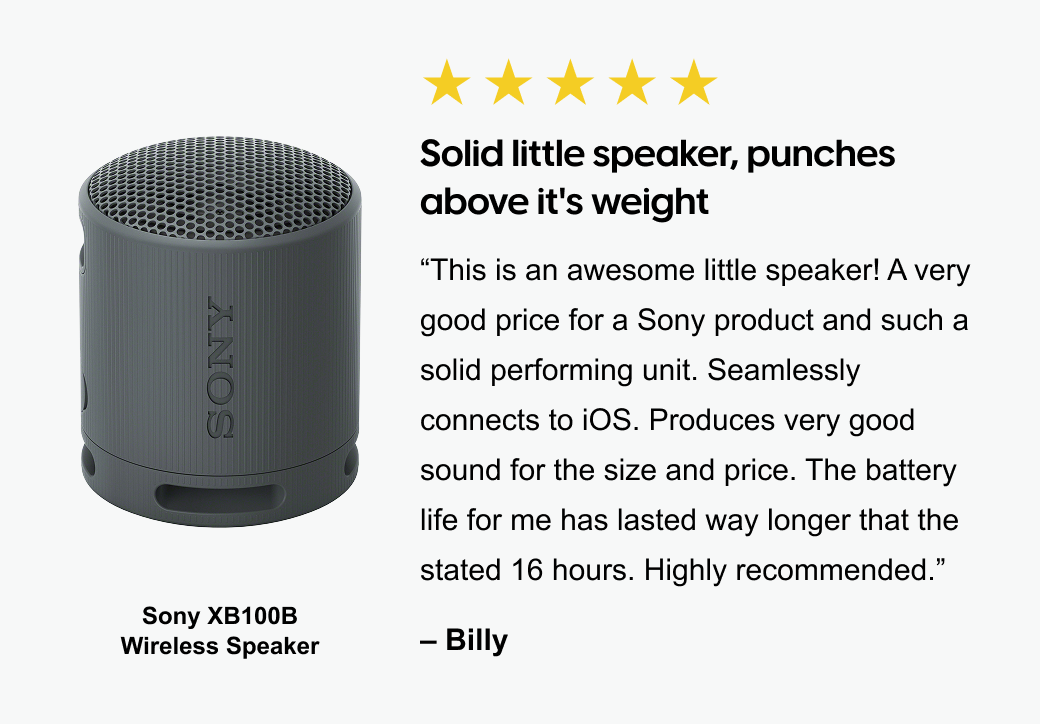 5 Star Sony XB10B Wireless Speaker Review