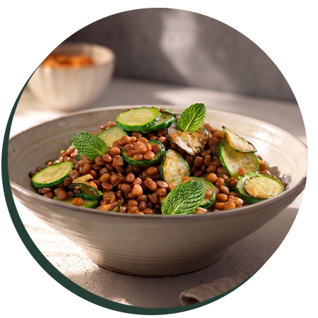 Lentil, courgette and mint salad