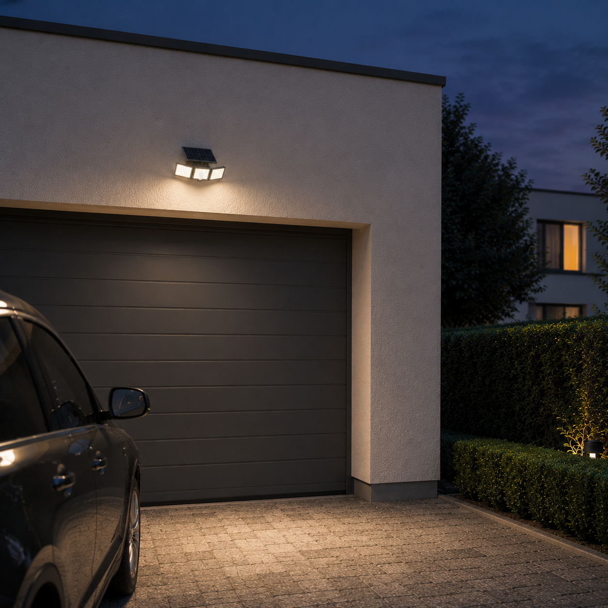 Edon solar wall light on the driveway