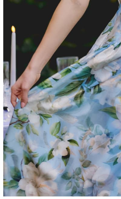 Square Neck Drop Waist Floral Jacquard Dress In Blue Multi