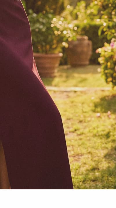 One Shoulder Satin Bow Crepe Gown In Bordeaux Glow