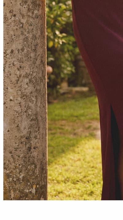 One Shoulder Satin Bow Crepe Gown In Bordeaux Glow