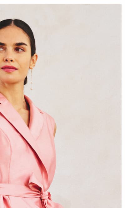 Mikado Lapel Belted Midi Dress In Apricot Ice