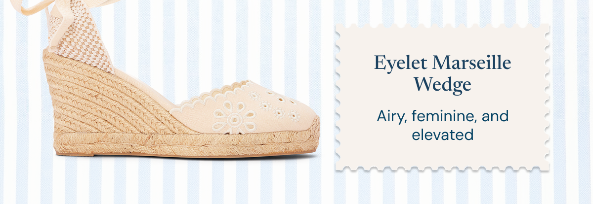 Eyelet Marseille Wedge — airy, feminine, and elevated