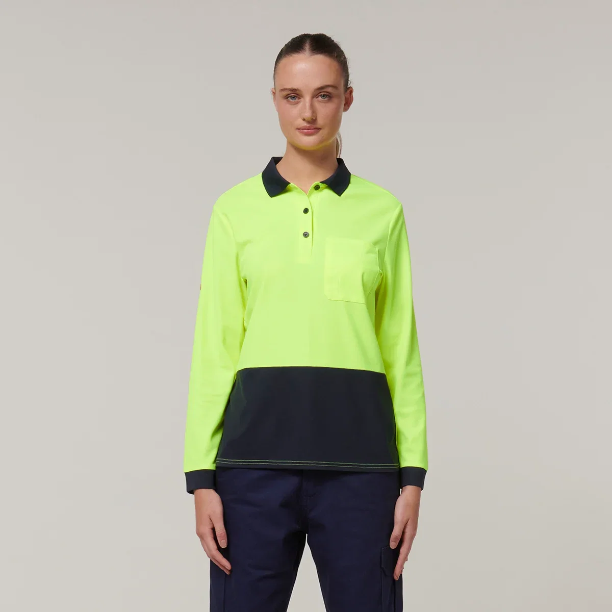 Image of Womens Long Sleeve Hi Vis Polo
