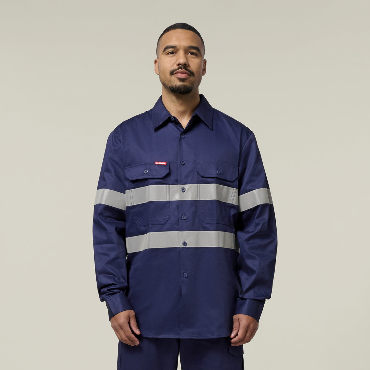 Image of Hi-Vis Cotton Drill Long Sleeve Taped Shirt