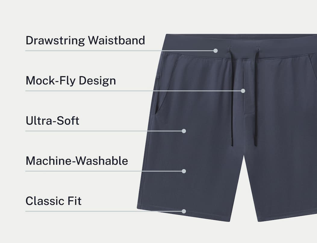 Drawstring Waistband. Mock Fly Design. Ultra-soft. Machine-Washable.  Classic Fit.