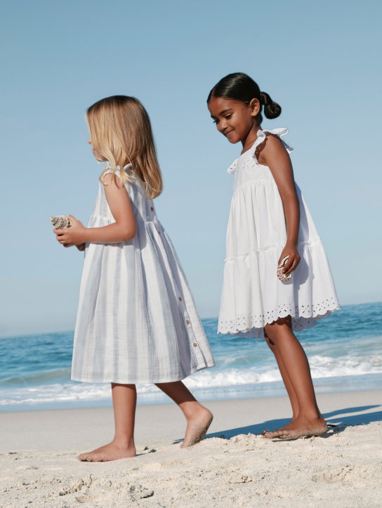 Organic Crinkle Cotton Wide Stripe Knot Shoulder Dress 0 to 4 years