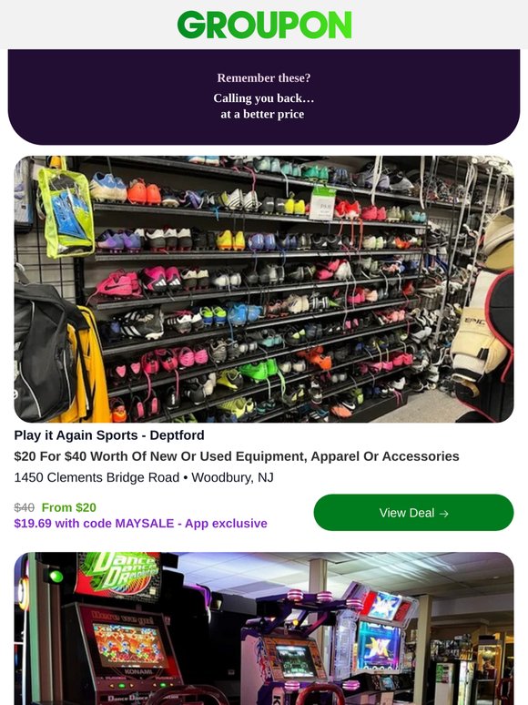 $20 For $40 Worth Of New Or Used Equipment, Apparel Or Accessories - Promo Code savings inside. Check it out.