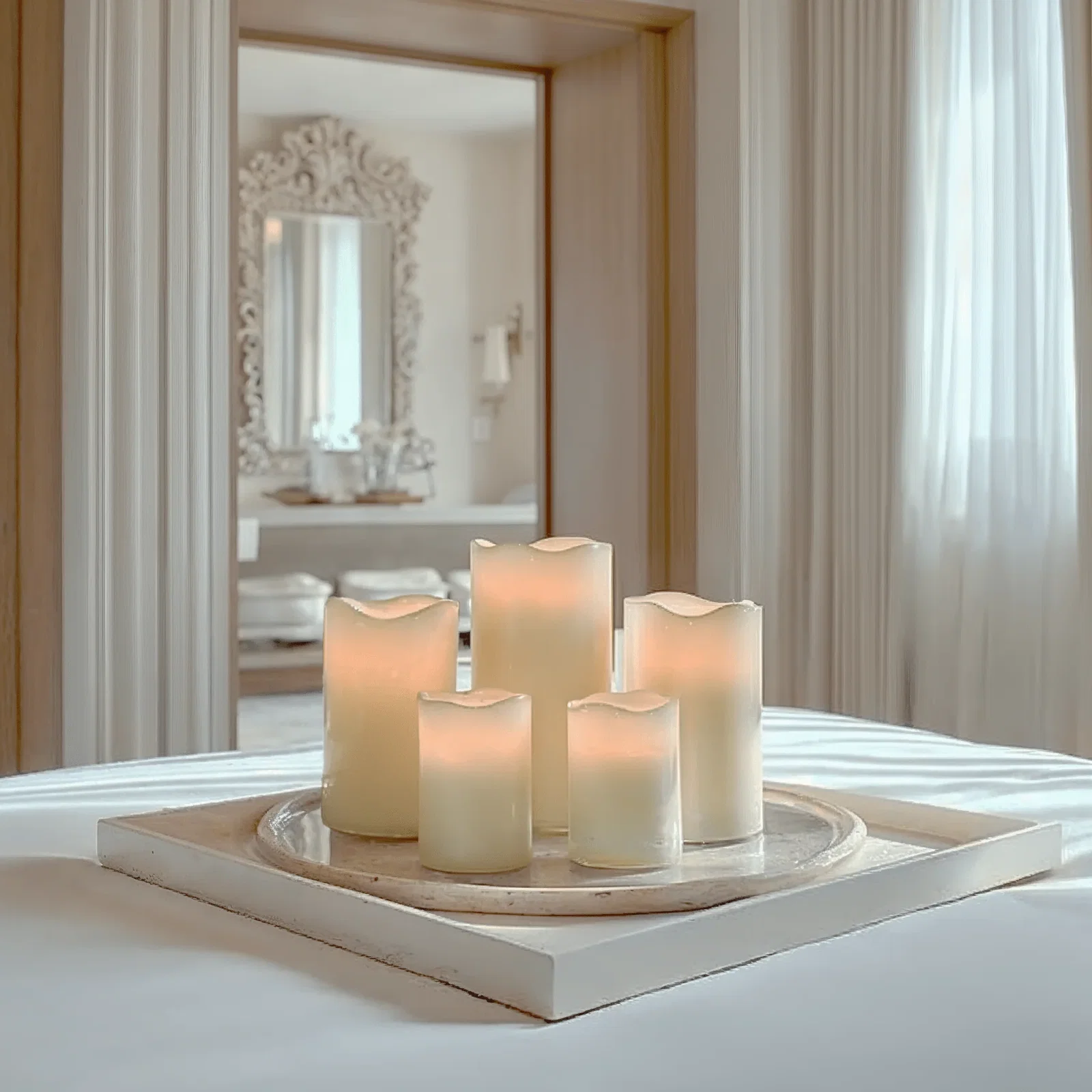 Set of 5 Cream Decorative LED Candles