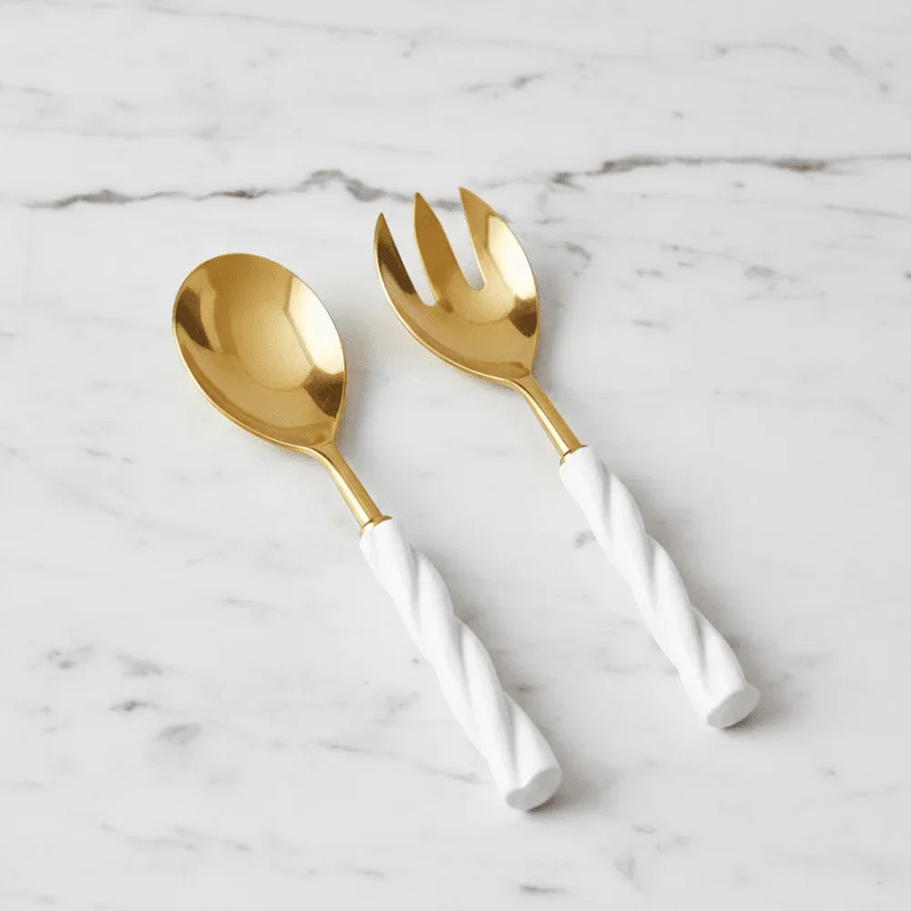 Austia Cream & Gold Salad Servers