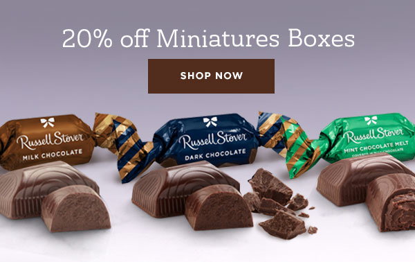 chocolate miniatures boxes are 20% off