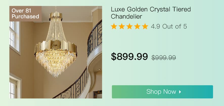Luxe Golden Crystal Tiered Chandelier