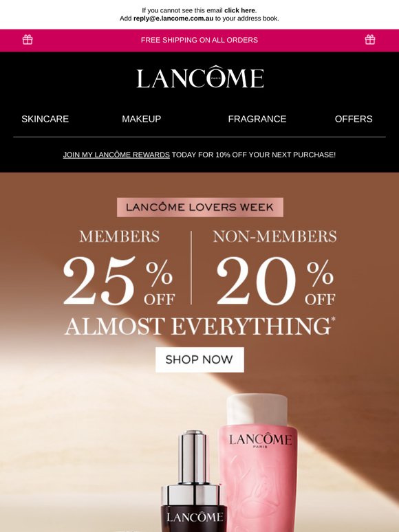 20% OFF Your Lancôme Favourites