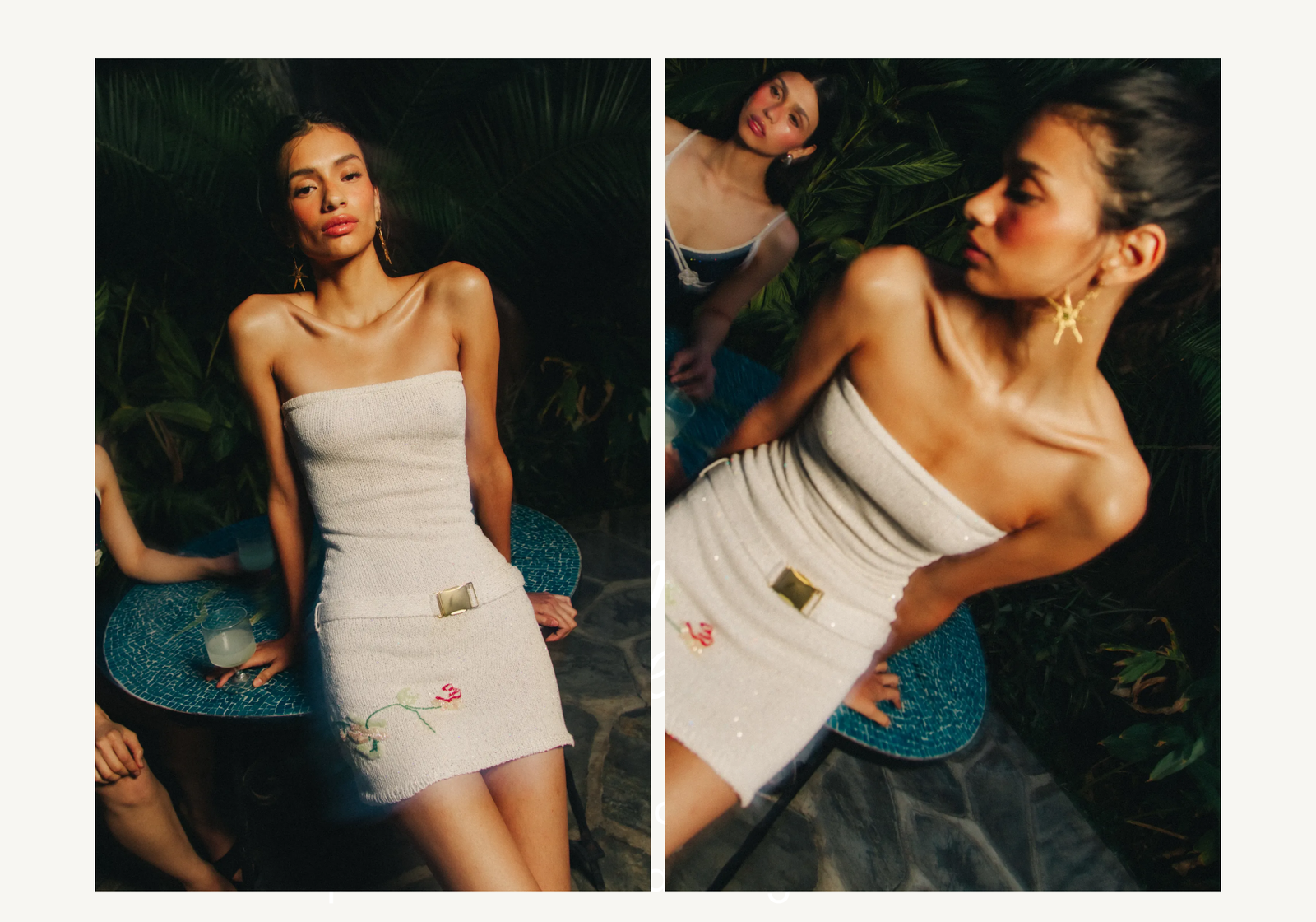 Model Wearing The Gisele Embroidered Mini Dress