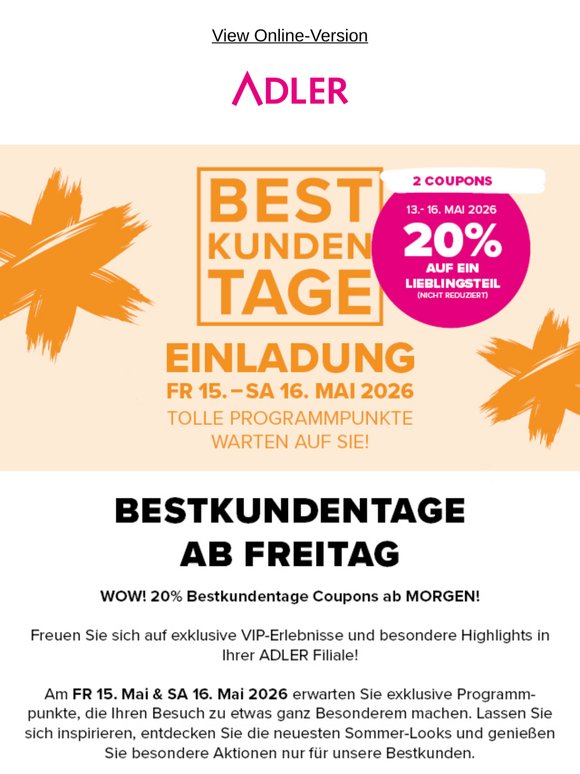 WOW! 20% auf 2 Lieblingsteile ab MORGEN 🩷
