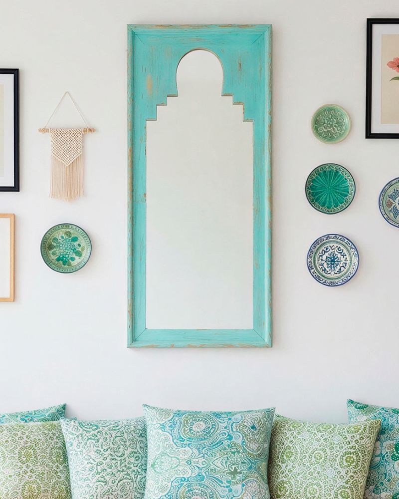 daricha mirror in turquoise wood