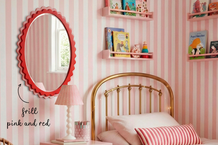 frill mirror in pink and red