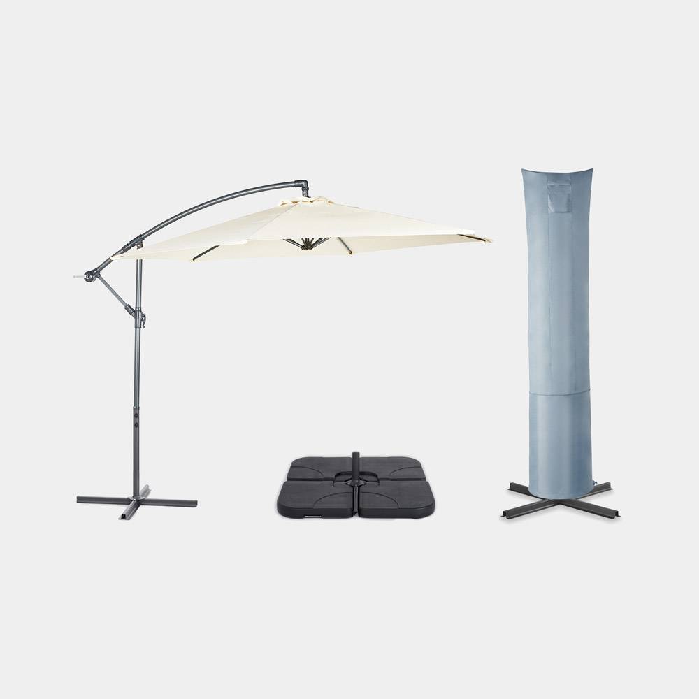 Image of Ivory Cream 3m Banana Parasol, Base & Cover Set