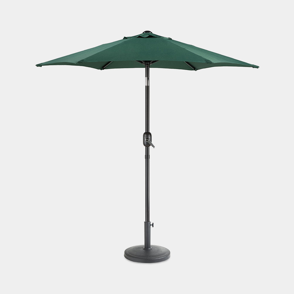 Image of Dark Green 2m Steel Garden Parasol & Base Set (12kg)